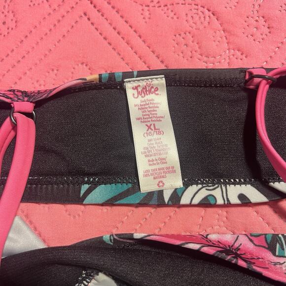 Justice Floral‎ Swimsuit Tankini Multicolor Two Piece Swimwear Size XL 14/16 - Picture 4 of 5